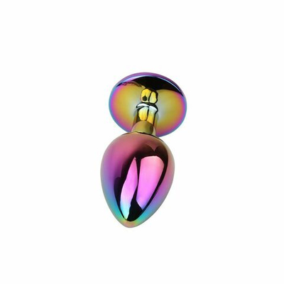 Радужная металлическая пробка Jewelled Metel Butt Plug - 7,1 см. (Цвет: разноцветный)