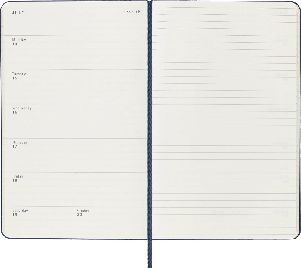 Еженедельник Moleskine Classic WKNT (DHB2012WN3) 13х21см твердая обложка синий сапфир