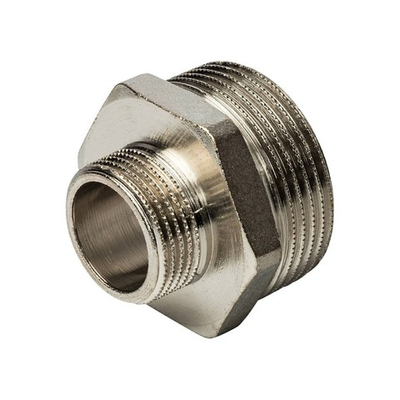 Ниппель редукционный STOUT SFT 0004 - 1"1/4 x 3/4" (для стальных труб, латунь никелированная)