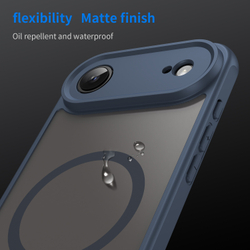 Полупрозрачный матовый чехол с MagSafe для iPhone Air, боковые рамки синего цвета