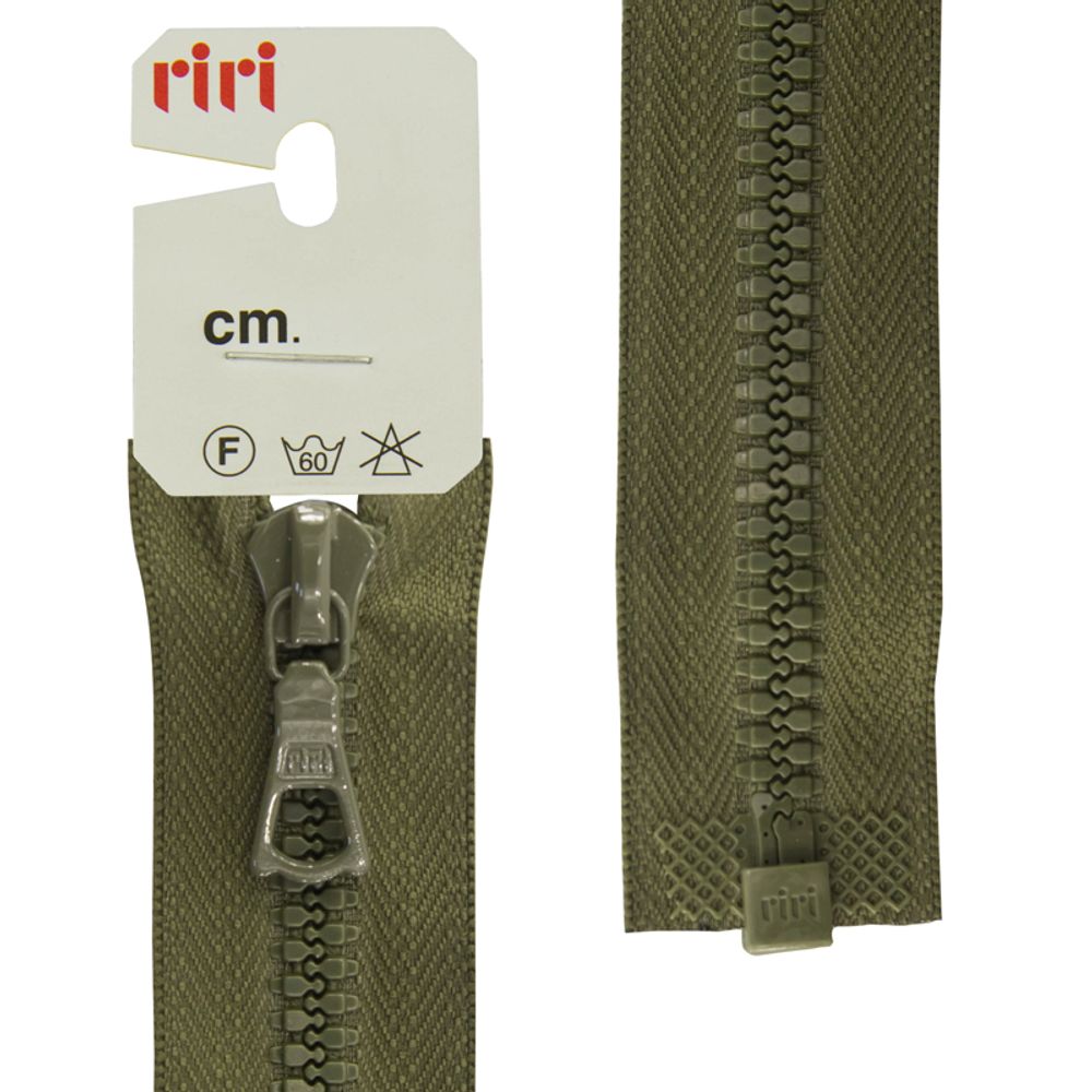 Молния трактор RIRI Т6 (6 мм) 1 зам., разъем., 80 см, цв.2827, хаки, 1 шт