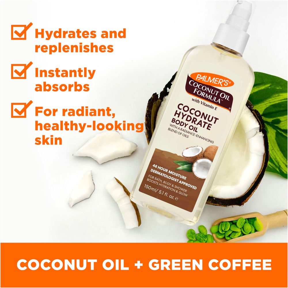 Palmer's, Coconut Oil Formula® с витамином E, кокосовое гидратное масло для тела, 150 мл (5,1 жидк. Унции)