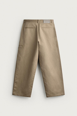 ZARA БРЮКИ RELAXED FIT СО СКЛАДКАМИ, БЕЖЕВЫЙ
