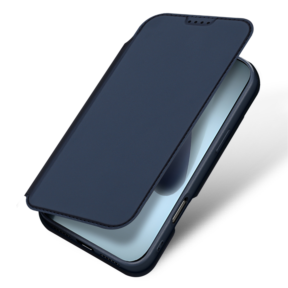 Чехол книжка синего цвета для смартфона iPhone 18 Pro Max и 17 Pro Max, серия Skin Pro Series от Dux Ducis