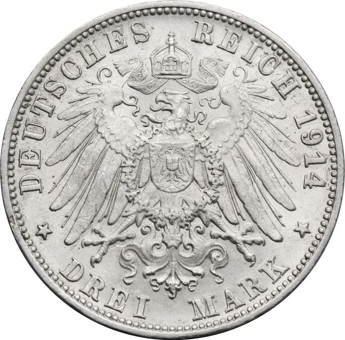 3 марки 1914 Германская империя F, Вюртемберг