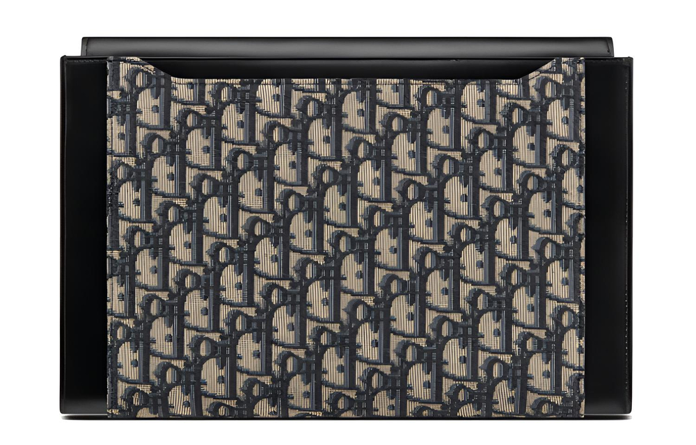 DIOR Smooth Cow Leather Laptop Protective Case Bag Men"s Black/Beige