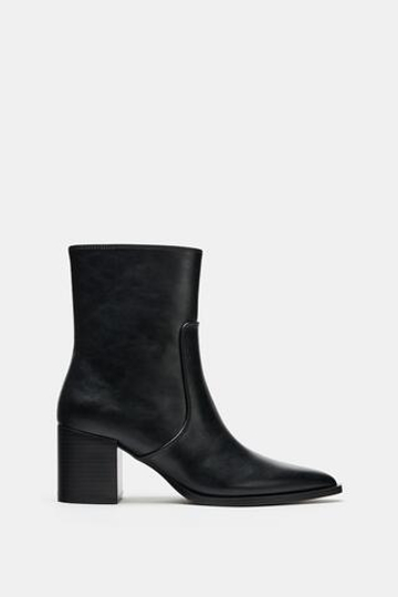 ZARA БОТИЛЬОНЫ НА УСТОЙЧИВОМ КАБЛУКЕ, ЧЕРНЫЙ