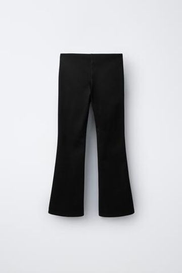ZARA ЛЕГИНСЫ FLARE ИЗ ТРИКОТАЖА РОМА, ЧЕРНЫЙ