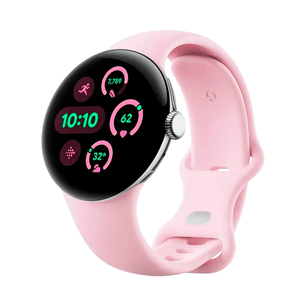 Умные часы Google Pixel Watch 3 Wi-Fi, 41mm, Polished Silver/Rose Quartz (Полированный серебристый корпус, ремешок цвета розовый кварц)