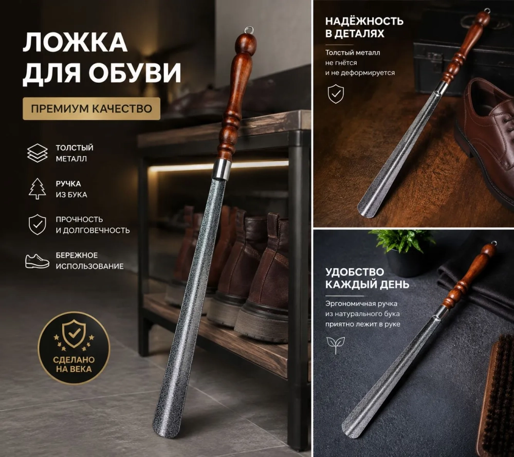 Ложка для обуви Металл, 73 см