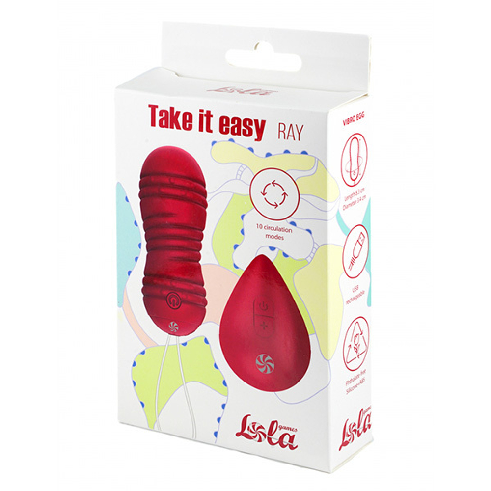 Бордовые вагинальные виброшарики 8,3см с пультом ДУ Lola Games Take It Easy Ray 9021-12lola
