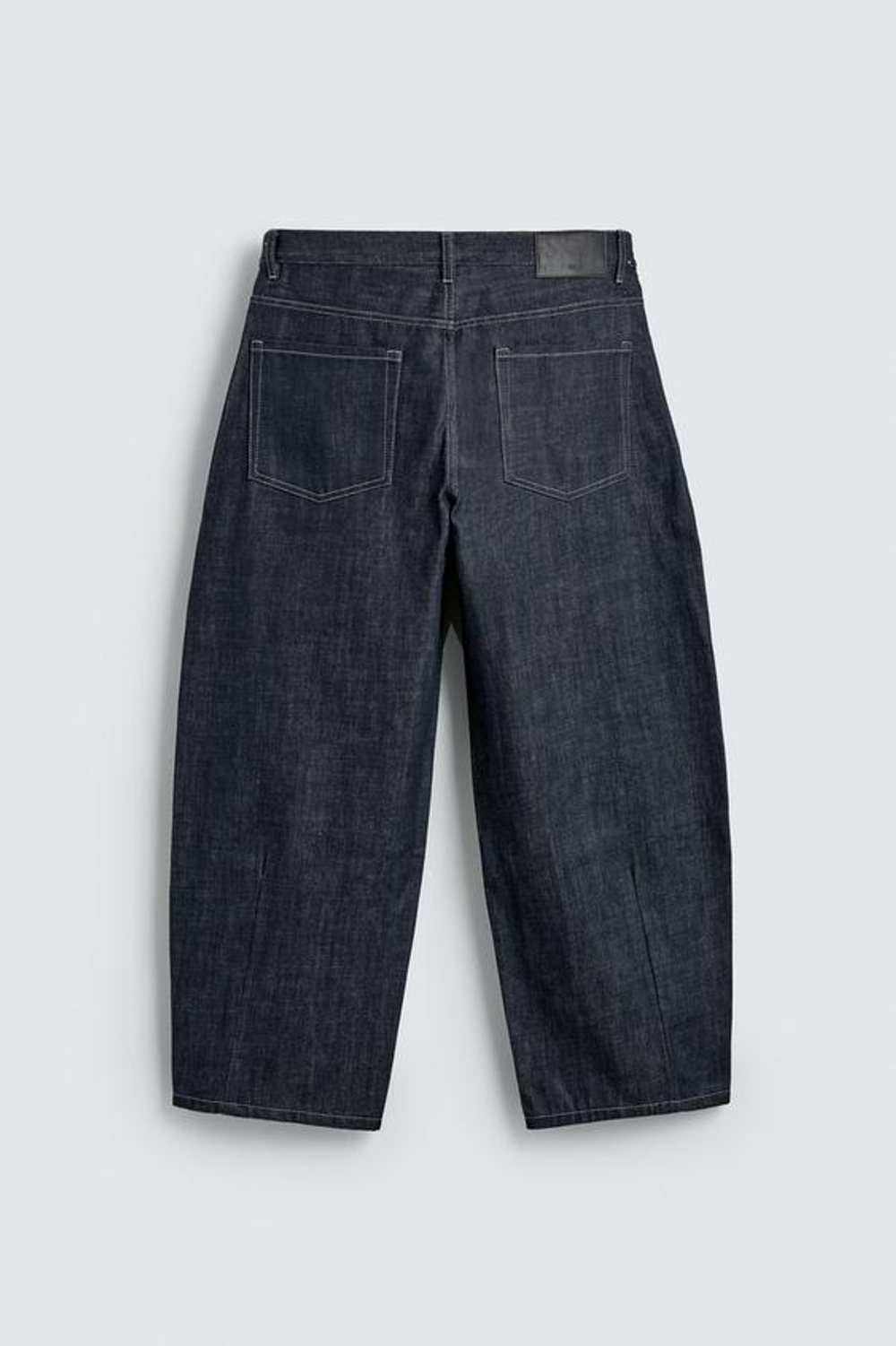 ZARA ДЖИНСЫ BALLOON FIT, ТЕМНО-СИНИЙ/БЕЛЫЙ