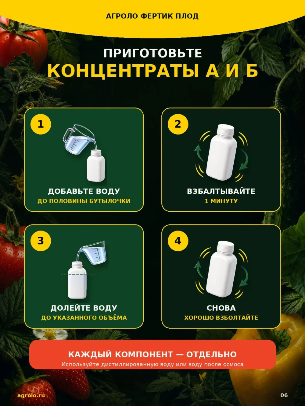 Питательный раствор АГРОЛО Фертик Плод A+B для цветения и плодоношения