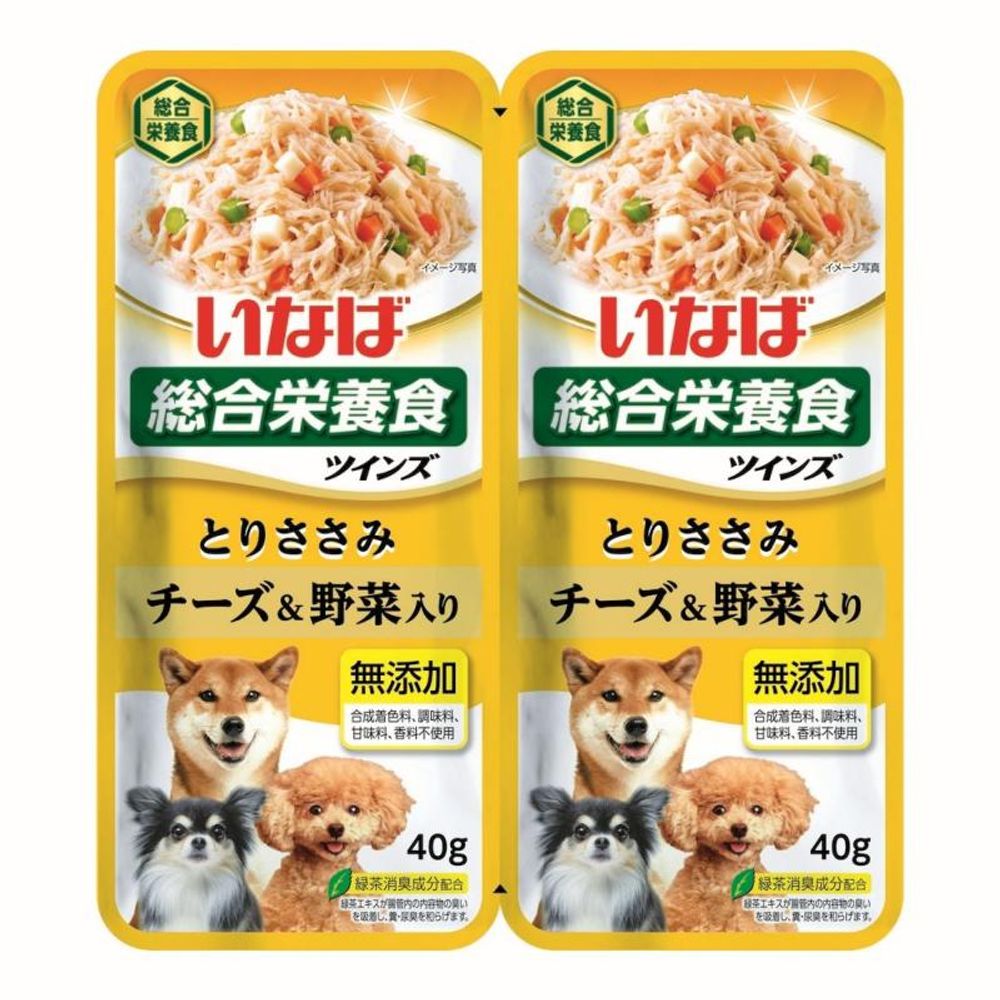 Консервы Inaba Twins для собак, куриное филе с овощами и сыром в желе, 40г*2шт - 80 гр