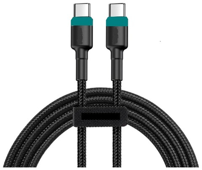 Кабель DENMEN D62C Type-C-Type-C 100W 3A 1м Nylon Green