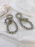 Серьги из бусин серебро бантики
