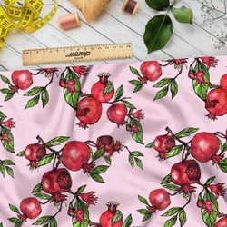 Ткань ниагара спелые гранаты на розовом