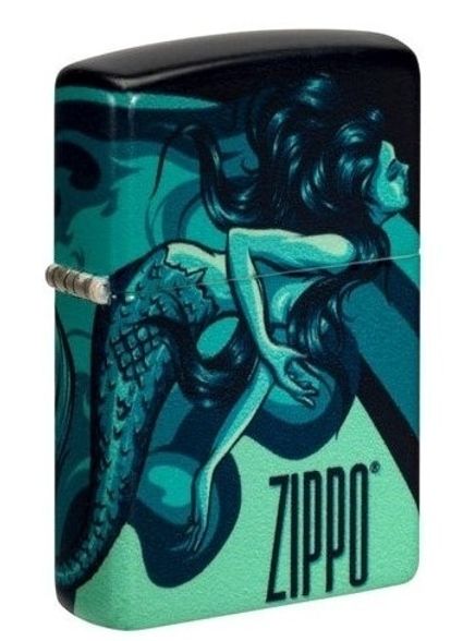 Цена наЗажигалка ZIPPO Mermaid Design с покрытием 540 Matte, латунь/сталь, черная, матовая