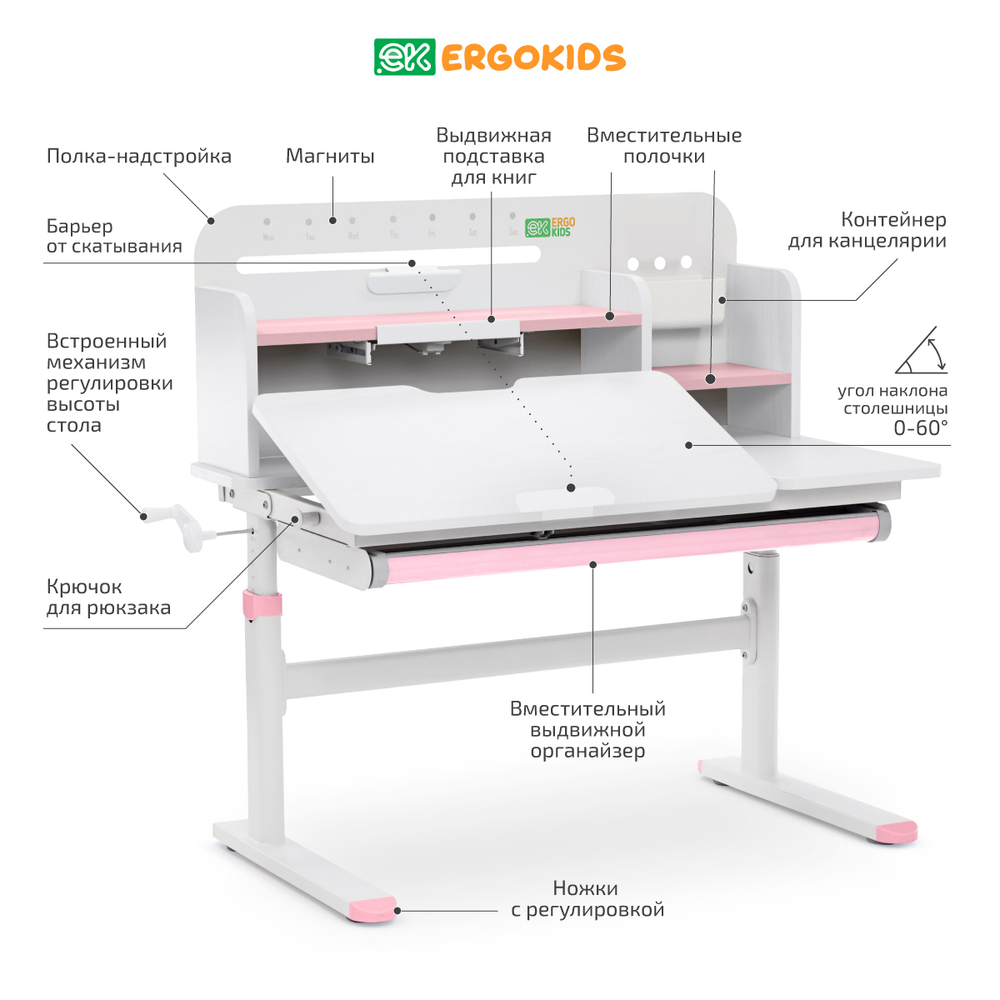 Растущая парта Ergokids Argo