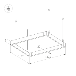 Светильник ALT-LINEAIR-QUADRAT-FLAT-UPDOWN-DIM-1375-170W Warm3000 (BK, 100 deg, 230V) (Arlight, IP20 Металл, 3 года) 040635