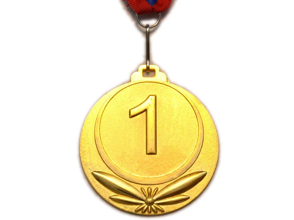 Медаль спортивная с лентой 1 место d - 6,5 см :5202-1