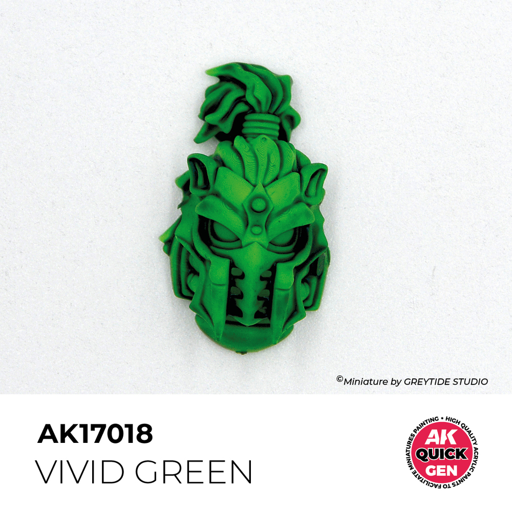 AK Interactive Vivid Green Quick Gen - контрастная акриловая краска, 18 мл