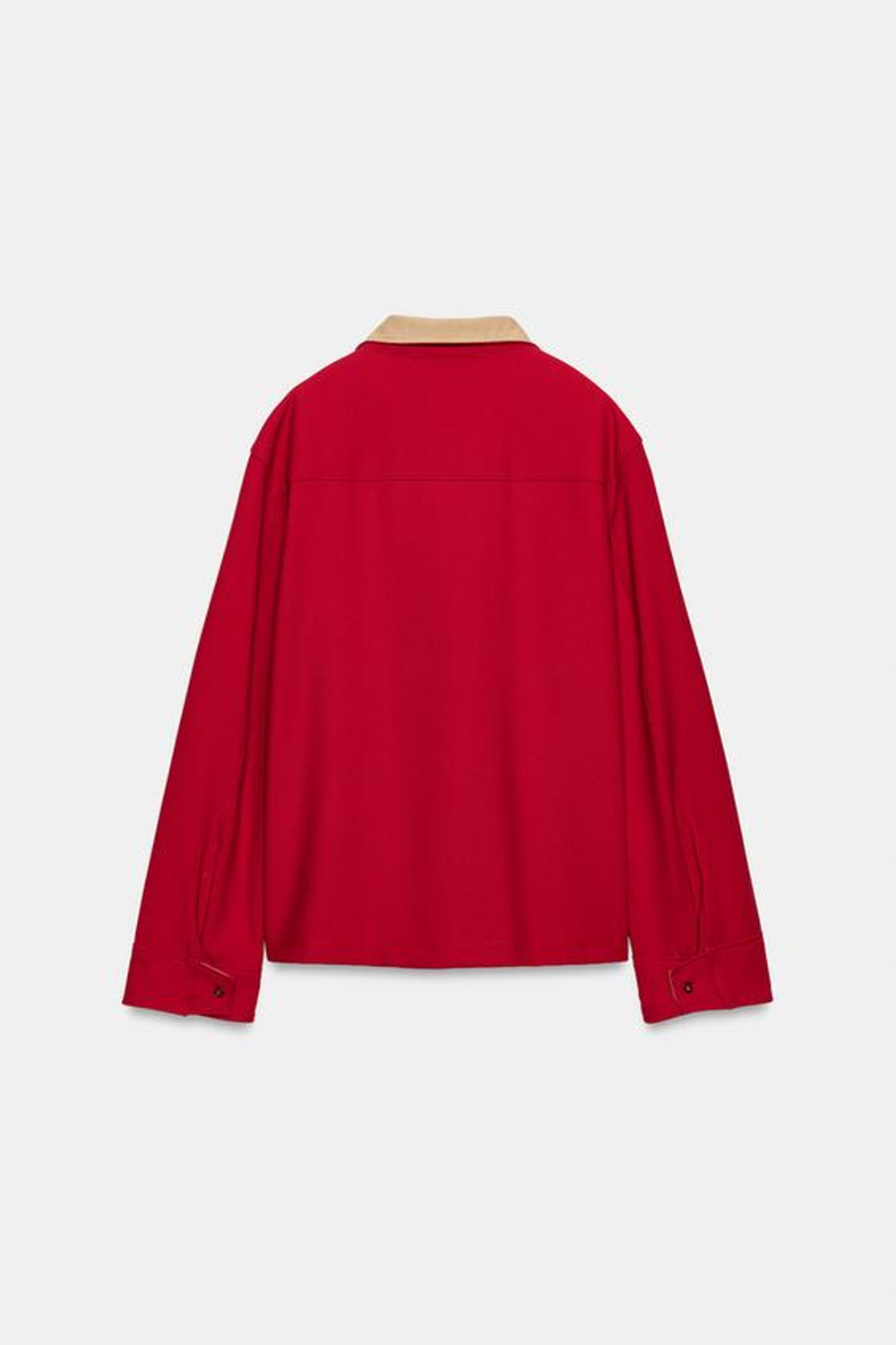 ZARA РУБАШКА С КОНТРАСТНЫМИ ДЕТАЛЯМИ ZW COLLECTION, КРАСНЫЙ