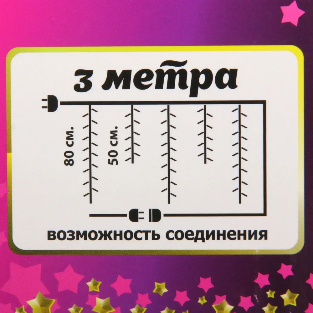 Гирлянда для дома БАХРОМА ш3м*0,75/0,5м 576 лампы LED «Сердца», прозрачн.провод, 8 реж, IP-20,Мультицвет (возможность соедиения)