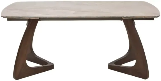 Стол ДАКАР (DAKAR) 180 цвет АМБЕР ЖАДЕ глянцевый (GLOSS AMBER JADE SOLID CERAMIC) / ОРЕХ, ®DISAUR