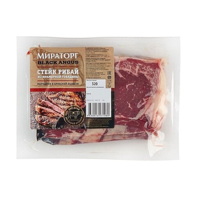 Говядина, стейк Рибай Black Angus DF "Мираторг" 320 гр (Россия)