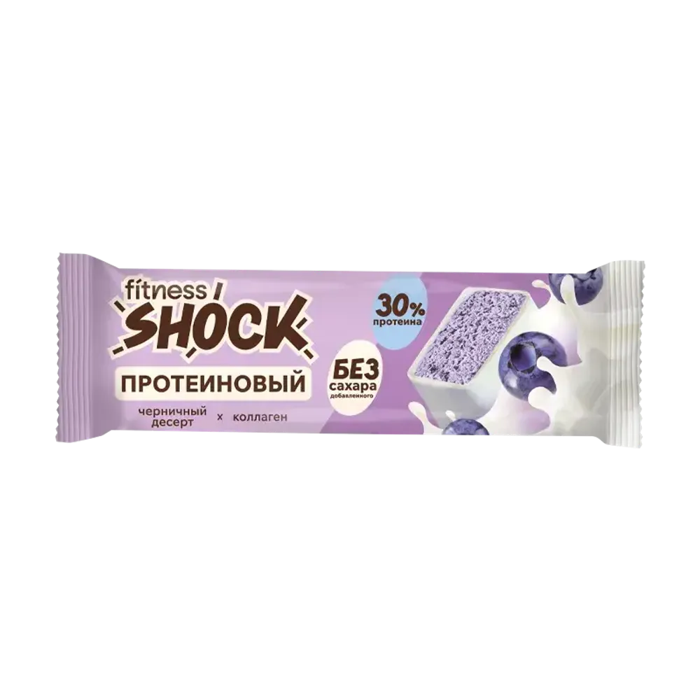 Батончик глазир Fitnes Shock Брауни 40г Черничный десерт