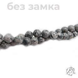 Нить бусин яшма серебряная 12 мм