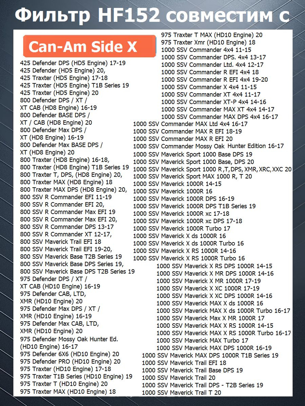 Фильтр масляный HF152 для BRP, STELS, RM, CF, ODES, HiSun, LINHAI, SHARMAX