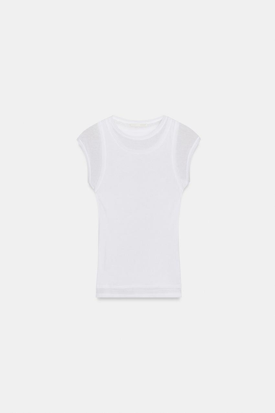 ZARA ДВУХСЛОЙНАЯ ФУТБОЛКА SUPIMA®, БЕЛЫЙ