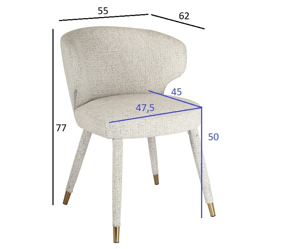Стул обеденный 55x62x77см Garda Decor белый шенилл