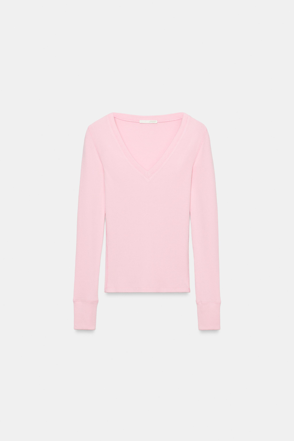 ZARA ФУТБОЛКА В РУБЧИК С ДЛИННЫМИ РУКАВАМИ, РОЗОВЫЙ