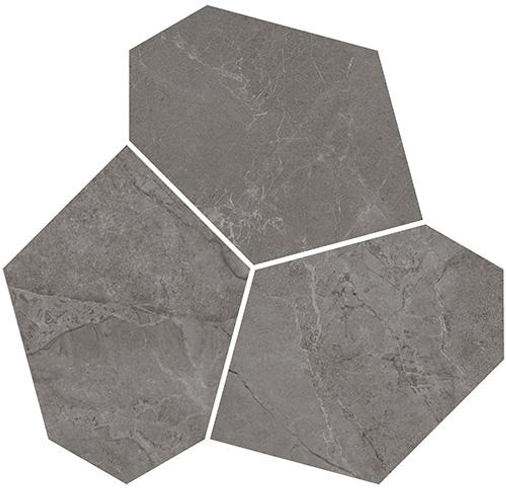 Керамический декор KERAMA MARAZZI МАРСЕЛЬ наборный серый глянцевый обрезной 26,5x25,5 / 9 мм. / KMD2HID023BR