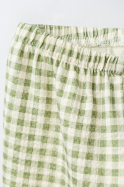 ZARA БРЮКИ В СТИЛЕ BAGGY В КЛЕТКУ, СВЕТЛО-ЗЕЛЕНЫЙ