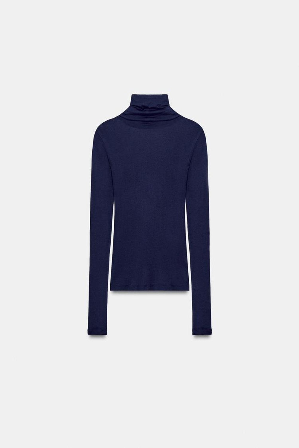 ZARA ФУТБОЛКА SUPIMA® С ВОРОТНИКОМ-СТОЙКОЙ, МОРСКОЙ СИНИЙ