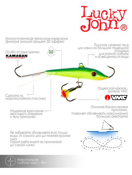 Балансир Lucky John FIN 4 с тр. 60мм/29 блистер