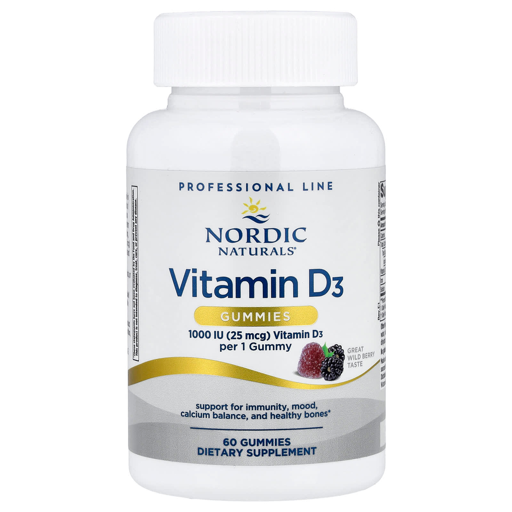 Nordic Naturals, жевательный витамин D3, со вкусом лесных ягод, 60 жевательных таблеток
