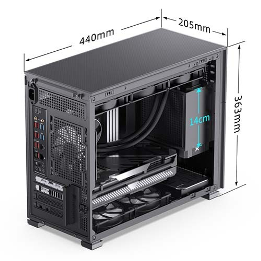 Корпус JONSBO D41 STD SC, 8" Color LCD, mini-ITX, micro-ATX, ATX, черный (без БП)