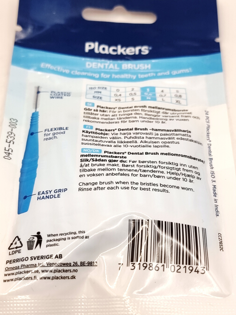 Межзубные ершики Plackers Dental Brush M 0,6 мм 24 шт. голубые