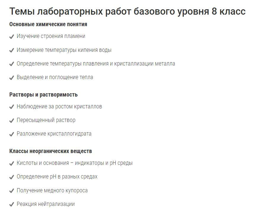 список тем лабораторных работ 8 класс