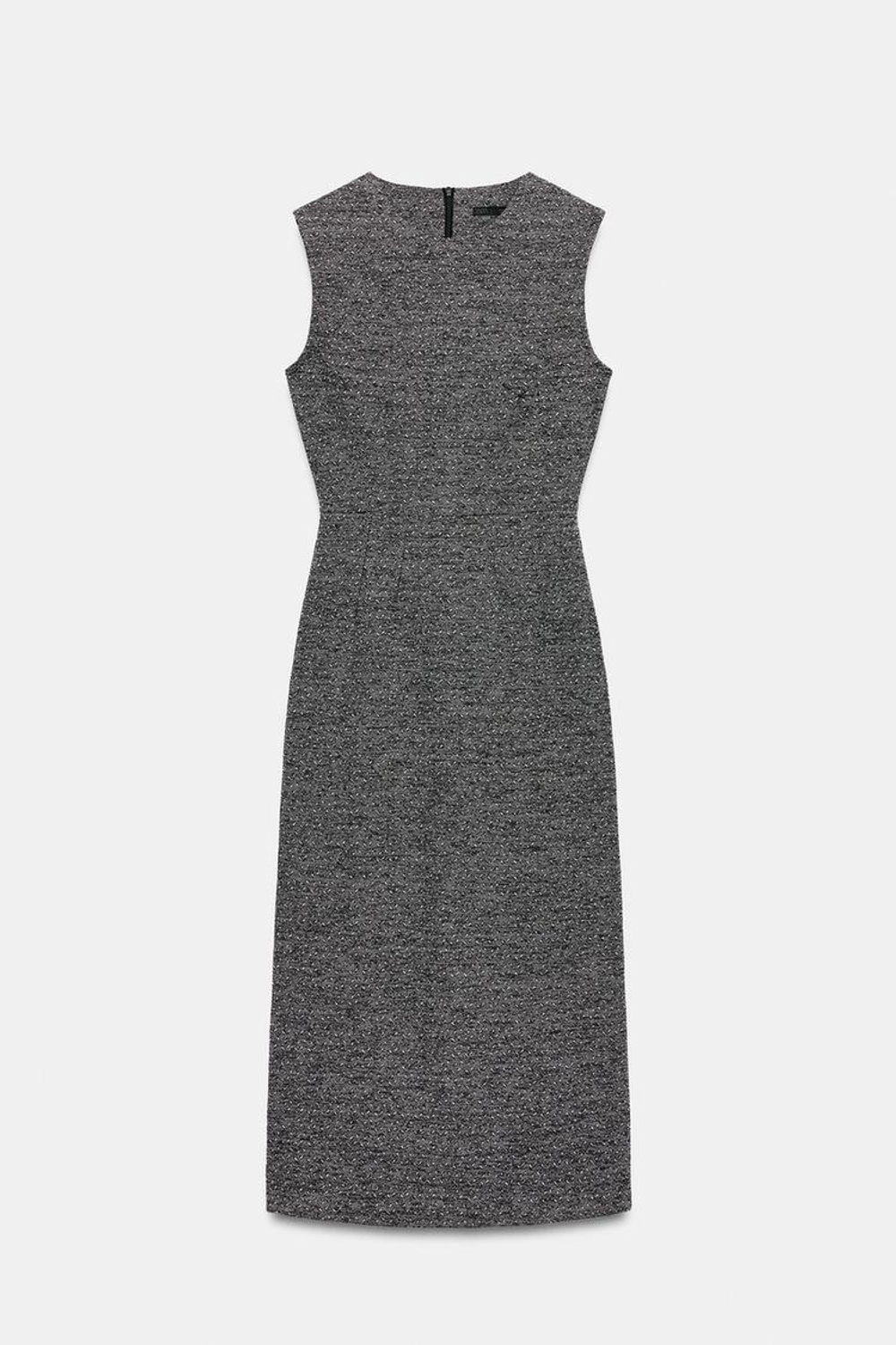 ZARA ПЛАТЬЕ МИДИ ФАКТУРНОЕ, БЕЛЫЙ/ЧЕРНЫЙ
