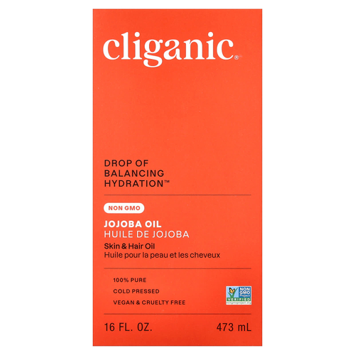Cliganic, Drop of Balancing Hydration™, 100% чистое масло жожоба, 473 мл (16 жидк. унций)