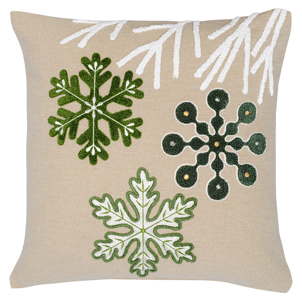 Подушка декоративная с вышивкой Snow flakes из коллекции New Year Essential, 45х45 см