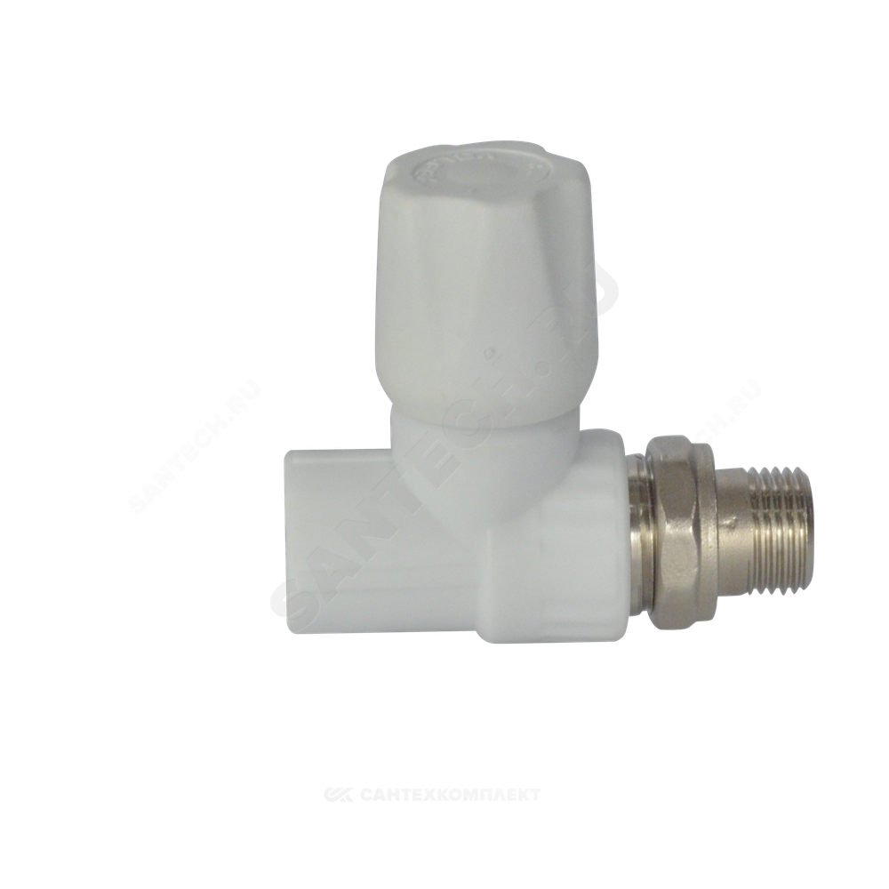 Клапан (вентиль) PP-R запорный белый Дн 20х1/2" Ру25 НР прямой для радиатора VALFEX 1014620012