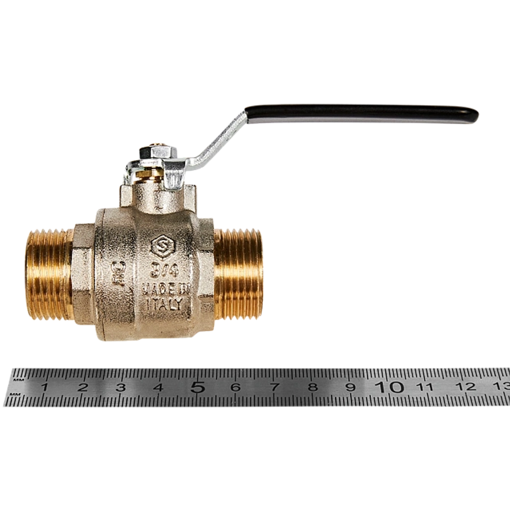 Кран шаровой полнопроходной STOUT - 3/4" (НР/НР, PN40, Tmax 150°C, ручка-рычаг черная)
