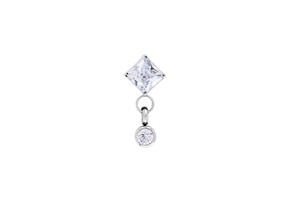 Топ с подвеской princess cut с безелом с кристаллами CZ
